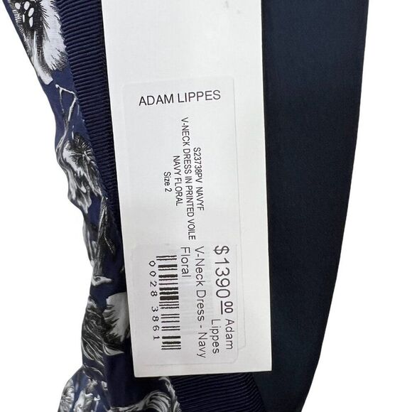 Adam Lippes NWT Floral V Neck Maxi Dress Navy Size 2 - Picture 10 of 12